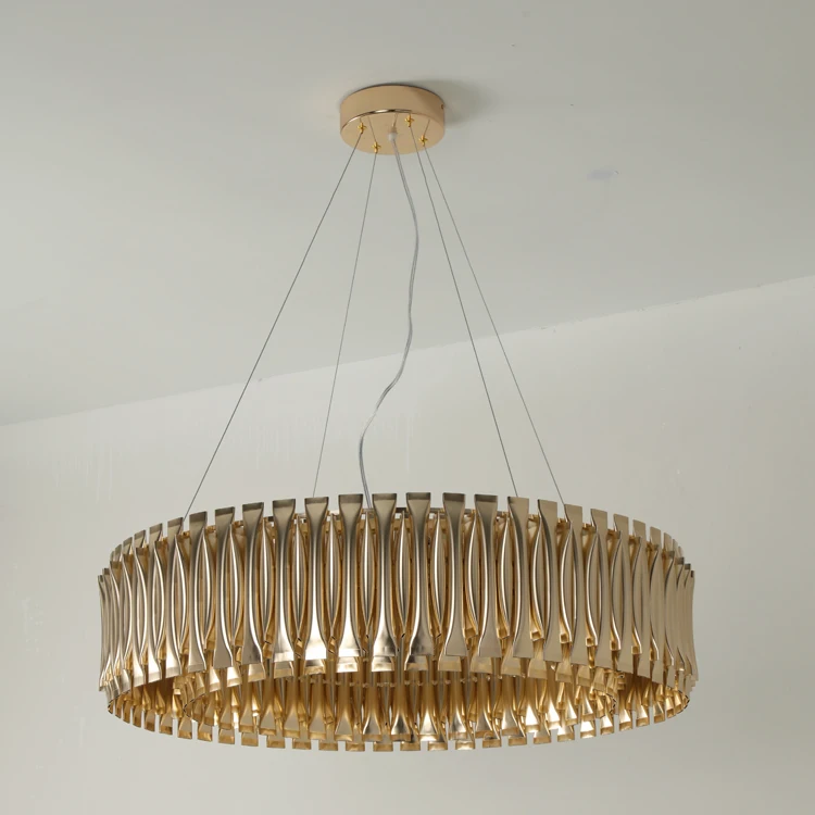 Luxury Modern Gold tube Aluminum LED Pendant Light for hotel villa shopping mall