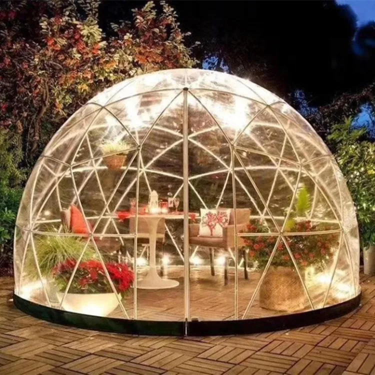 热卖定制测地圆顶帐篷透明玻璃玻璃帐篷房子花园
