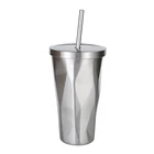 Steel Cup Colorful Gradient Stainless Steel Irregular Diamond Drinking Straw Cup 304