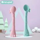 2019 Wholesale Silicone Giraffe Baby Learning Bendable Folding Spoon for Feeding
