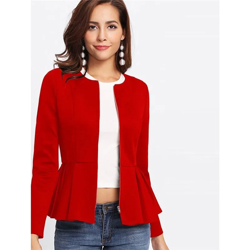 Sheinside rojo chaqueta de Otoño de las mujeres de la Caja plisado falda abrigo de niveles capa prendas de vestir exteriores 2018 mujeres chaquetas y abrigos y cazadoras Chaquetas