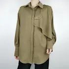 2020 Office Lady Style Long Tops Twill Solid Women Blouse Shirt