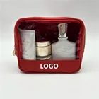 Wholesale high quality PU Cosmetic Bag Makeup Toiletry Pouch With Transparent Window For Women Audit Factory