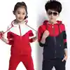 Europe and the United States new boy sports suit autumn big children color matching two-piece children's clothing