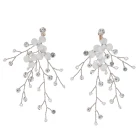 Fashion Handmade Gold Plated Long Leave Flower Shape Drop Earrings Jewelry