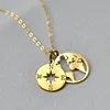 Globe Travel Jewelry Earth World Map Necklace Compass Stainless Necklace