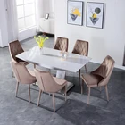 Nordic style cheap price mdf top Panel tables and velvet chairs dinning room furniture dining tables set