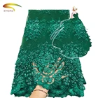 New design 3d flowers beaded french lace with applique embroidered 3d lace fabrics with stone
