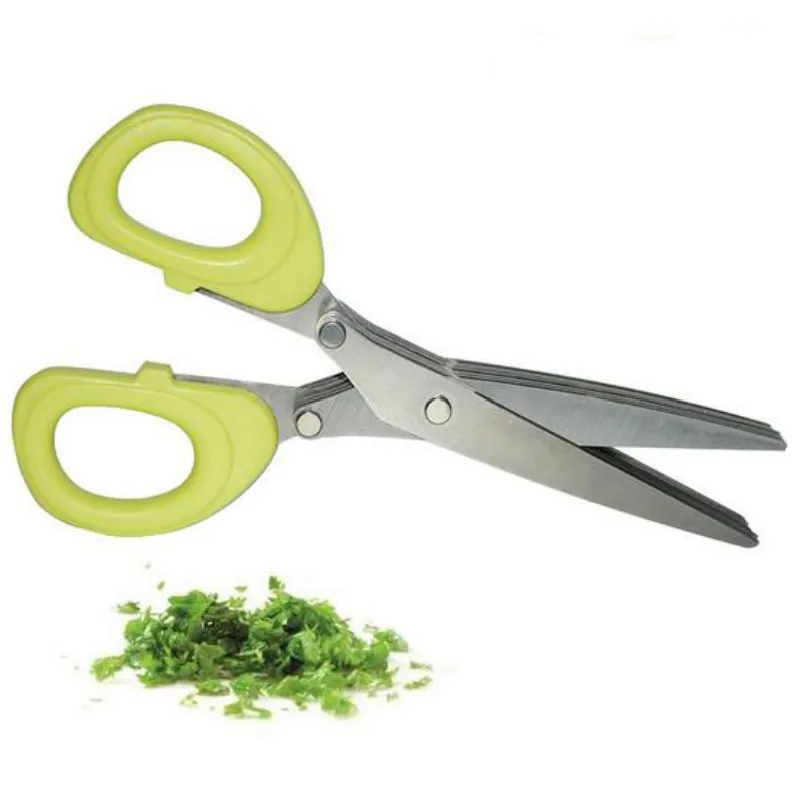 K689 New 19cm 5 Layers Kitchen Scissor Shredded Chopped Scallion Cutter Herb Laver Spices Kitchen Cook Scissor