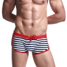 Summer Sexy Low Waist Thong Men Stripe Strings Swimwear Swim Trunk