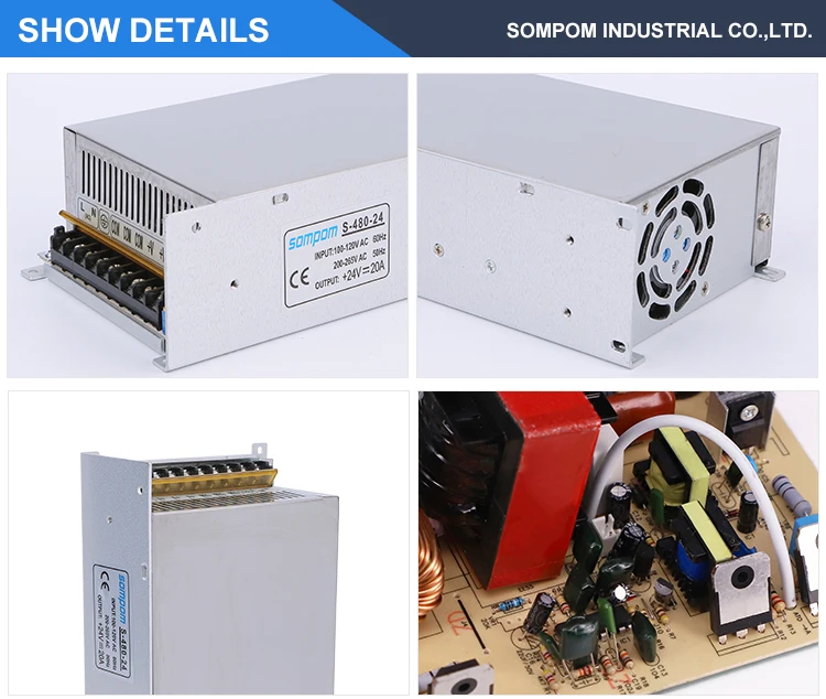 High efficiency smps 24v20a dc power supply 480w adjustable power supply