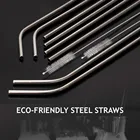Rainbow 304 Stainless Steel Metal Drinking Reusable Straws Cleaning Brush