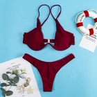 Wholesale Brazilian Sexy Bikini Solid High Cut Thong Swimsuit Triangle High Cut Thong Swimsuit For Women