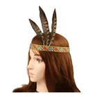 Women Indian Christmas Decorations Peacock Feather Headdress Headband Headwear Tribal Party Vacation Hair Rope Headpieces