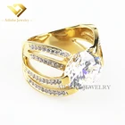 US style 3A quality cubic zircon carat gems gold plated 925 sterling silver ring