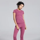 2019 Ladies Women Running Seamless Sports t-skirt Top Women sportswear sets