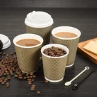 8OZ logo printed Disposable paper hot coffee ripple wall cups