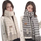 Warm Pashmina Shawl Fashion Autumn Long Woman Plaid Custom Lady Woven Scarf For Winter