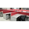 Call center staff workstations desk with partition red color