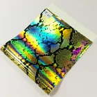 Embossed Snake Leather PU Reflective Holographic Fabric Shoes Garment