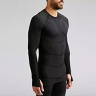 Oem black long sleeve slim fit gym t shirt for men