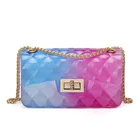 2020 New fashion ladies pvc handbag colorful jelly bag for women cheap clear designer purses