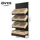 Convenient Supermarket Metallic wood supermarket and vegetables Retail Store Display Gondola Shelving