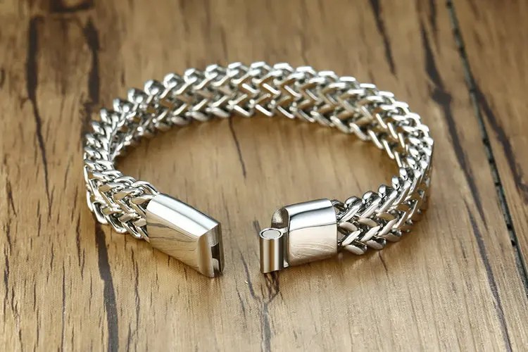 classical mens bracelets stainless steel double franco chain