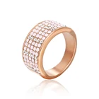 Ring Diamond Rings Wholesale 14k Gold Plated Stainless Steel Ladies Rhinestone Ring 316L Crystal Diamond Jewelry