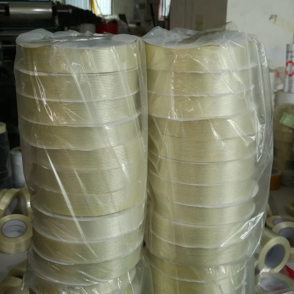 High Tensile Strength 400N/inch Glass Filament Strapping Tape with 11N/inch Pell Adhesion and 150mic Thickness