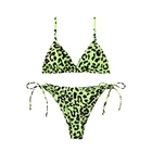 New Leopard Spaghetti Straps Bikini Top Low Waisted High Leg Swimwear Swimming Suit Women Swimsuit