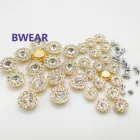 Hot Sale Decorative Metal Gold 8mm Clothing Button Hotfix Rhinestones Crystal