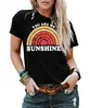 Casual Summer O Neck You are My Sunshine T Shirt Short Sleeve Graphic Tees Tops Custom Women Cheap T Shirt Printing Factory