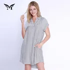 Good sealed summer latest design ladies striped short sleeve pocket casual dress