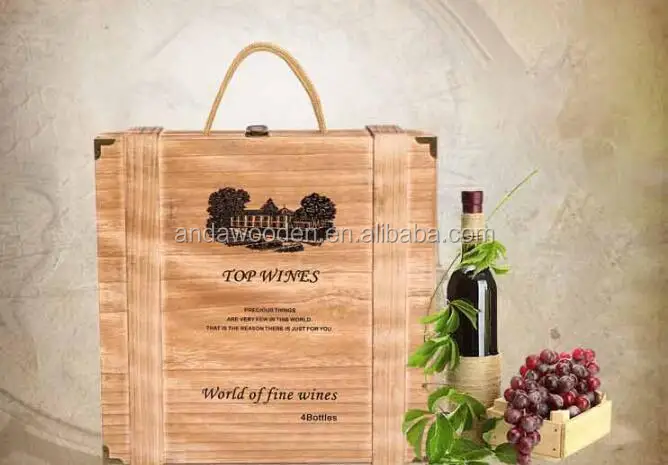 high-grade red wine gift packaging cartons is wooden boxes of