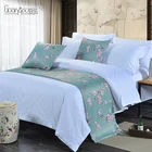Chinese style soft customized modern hotel bedding decoration poly fabric bed runner