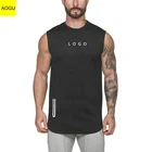 Gym Vest Gym Vests Logo Printed Male Gym Vest With Side Split Mens Sports Racerback Singlets