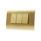 Switch Switches Office LED Wall Switch PC Gold Panel 16A Electric Push Button Light Switches For Home Office 1/2/3/4 Gang