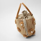 Bag Hand Straw Bag 2020 New Artificial Pearl Bucket Bag Wine Grass Women's Hand Bag