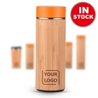 Eco-friendly Natural Bamboo Thermos Vacuum Flask with Tea Filter Custom Logo Wooden Car Thermos Vacuum Flask for Tea