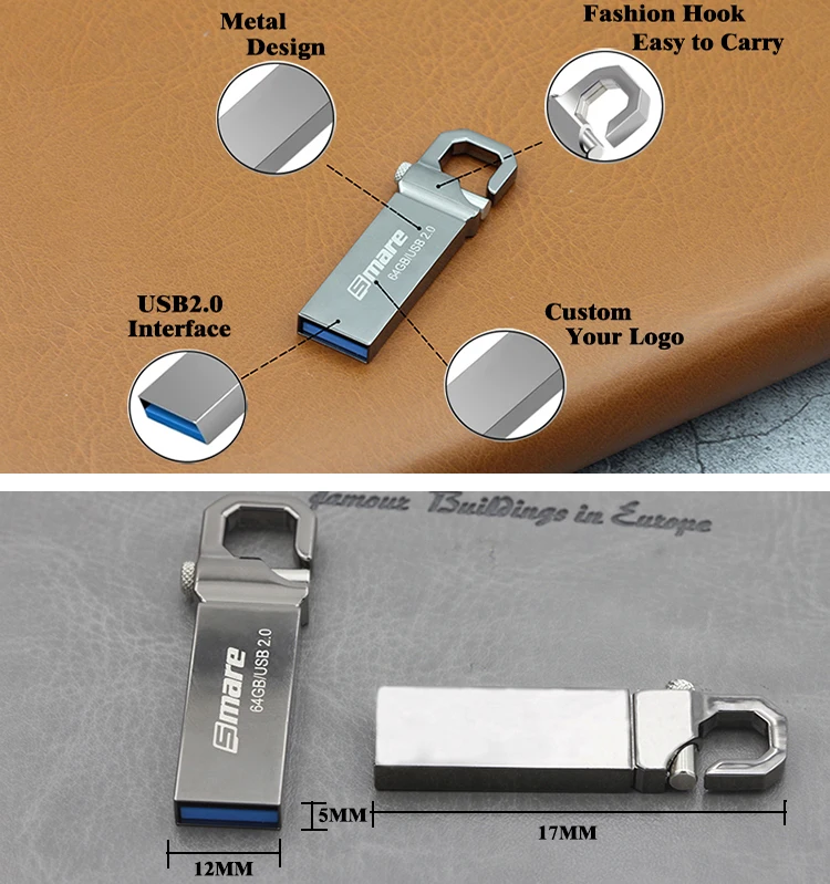 Smare C8 USB 2.0 Flash Drives 64GB Metal Memorias Pendrive 16GB 32GB Memory Sticks Pen Drive 128GB Custom Logo USB Stick