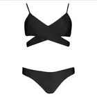 Wholesale Cheap Price Plus Size Black Fat Busty Woman Two Piece Micro Thong Bikini Set