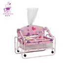Newborn Cradle Metal Baby Swing Bed Pink Environmentally Friendly Mdf Iron Baby Crib With Mosquito Net