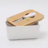 Ceramic Sealing Cheese Butter Box With Wood Lid Nordic Style Plate Storage Tray Keeper Container