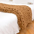 Throw Blanket New Throw Blanket Hot Sale New Design Custom Cheap Super Chunky Chenille Hand-made Knitted Throw Blanket
