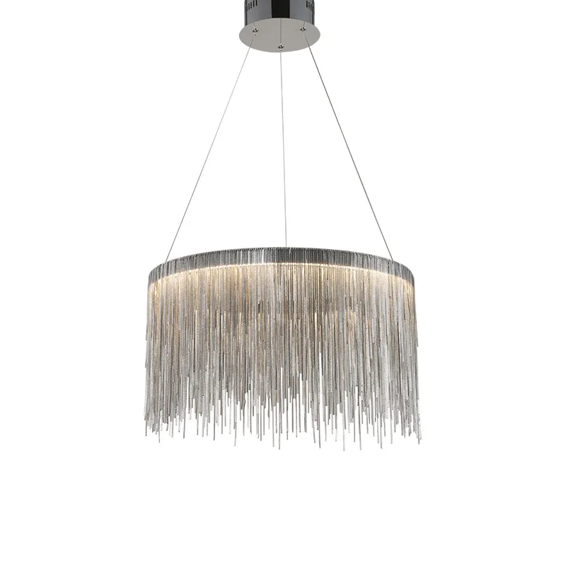 Factory price post modern gold silver Aluminum chain tassels hanging home decor pendant light