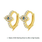 925 Sterling Silver New Trendy WOMEN Eye Jewelry Gold Plated Hoop Earrings