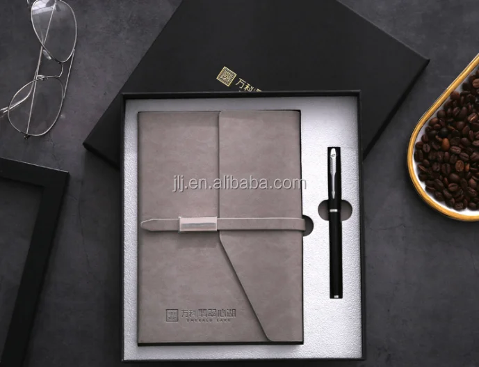 custom a5 pu leather notebook with pen for business gift