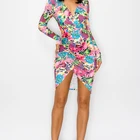 Long Sleeve Dresses Women Casual Dresses Floral Asymmetric Long Sleeve Empire Waist Casual Dresses Women
