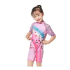 Girls Swimsuit Swimwear with hat One Piece Kids Wetsuit Girls Rash Guard